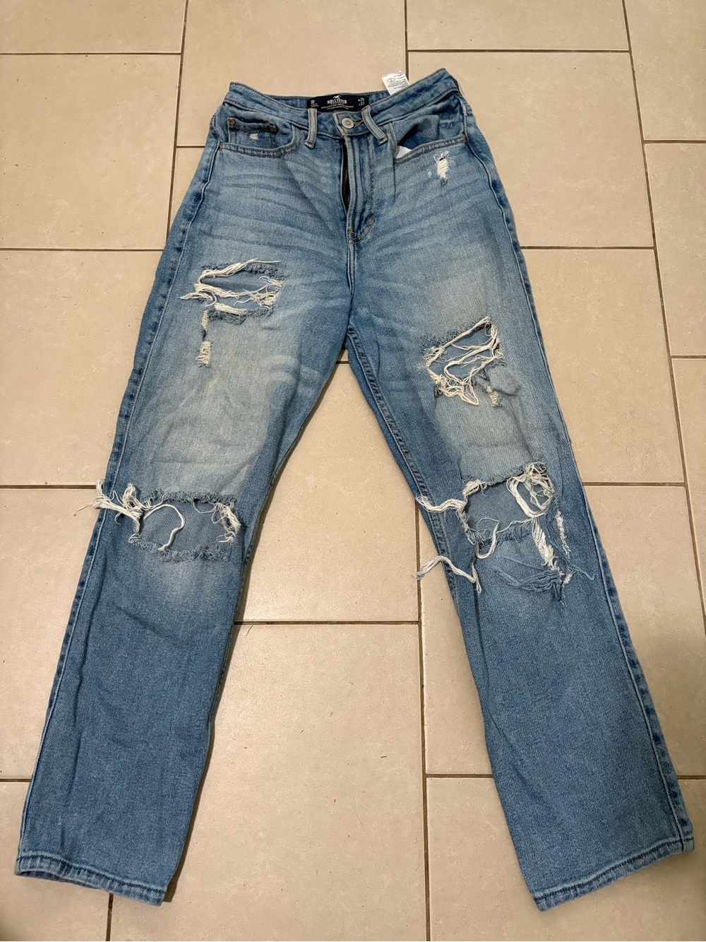 Hollister Light Blue Distressed Boyfriend Jeans